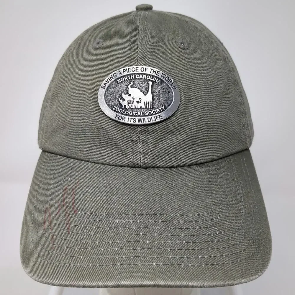 J Hats NC Zoological Society Metal Medallion Green Baseball Cap One Size Hat